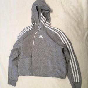 Adidas gray hoodie cropped sweatshirt